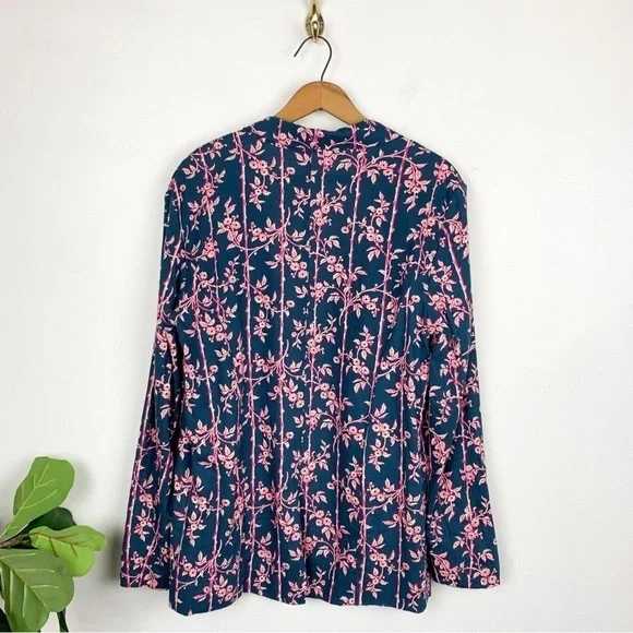 Free People Linen Blend Pink Floral Lightweight Blazer Sz XS - Picture 2 of 7